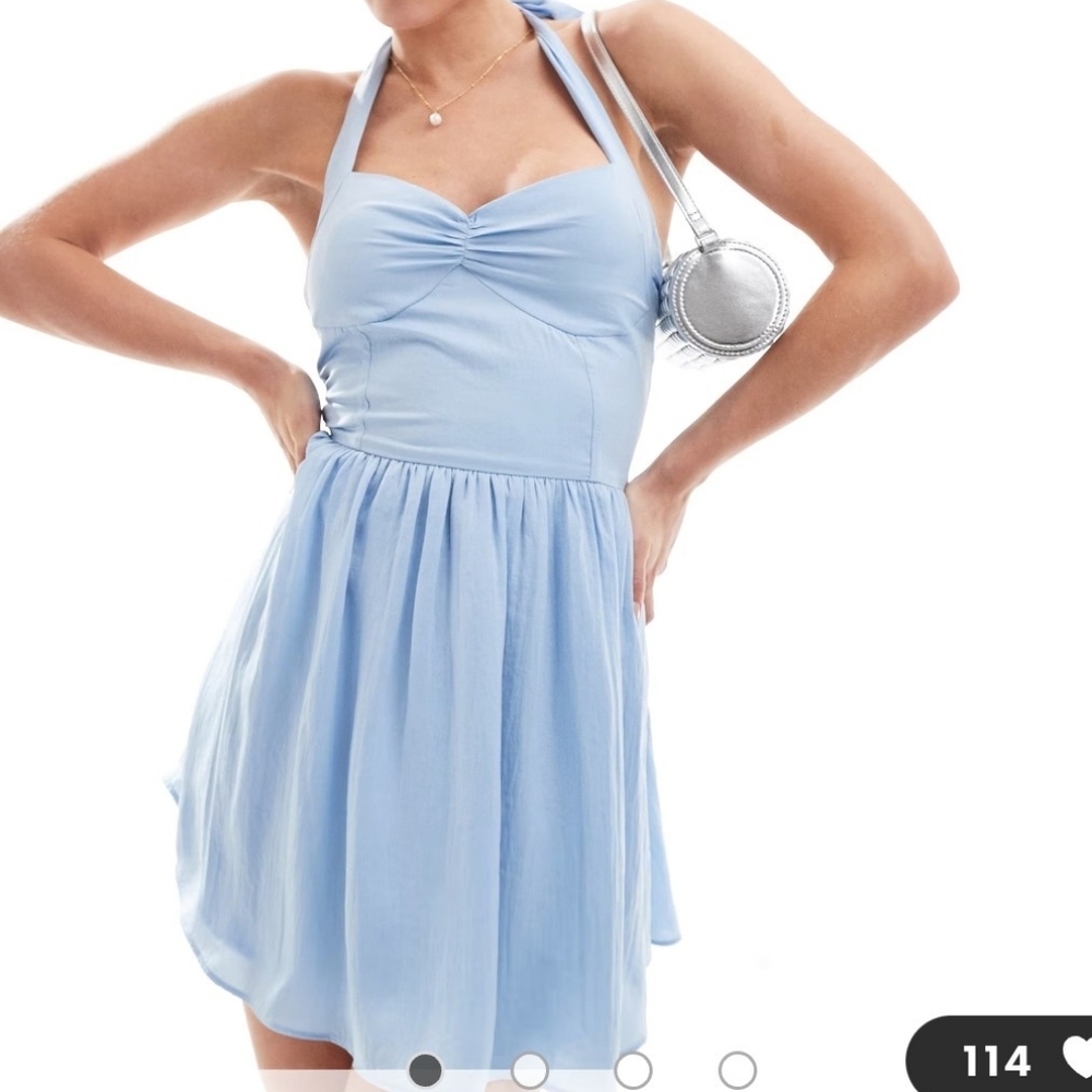 Asos Petite Light Blue Halter Dress